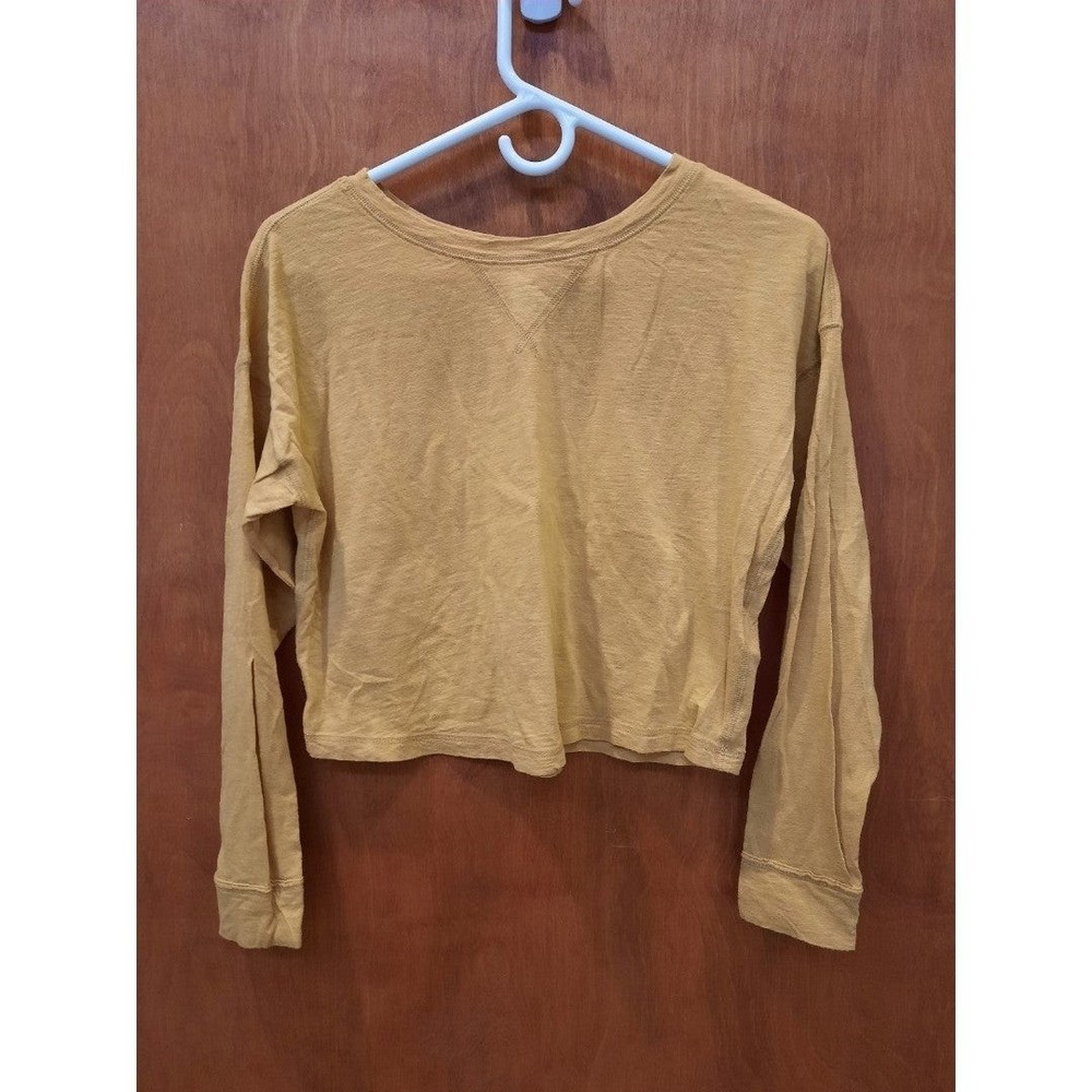 Abercrombie & Fitch Yellow Crop Long Sleeve Shirt - Size XS